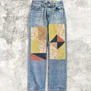 Levi's 501XX Women's Jeans 27x32 150th Anniversary Patchwork quilt button fly
